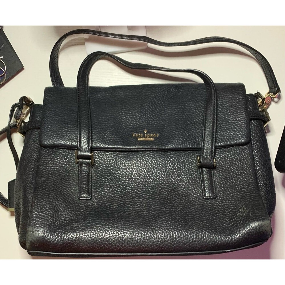KATE SPADE NY Black Pebble Leather Satchel Shoulder Purse